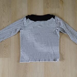 Ralph Lauren Black and White 3/4 Length Sleeve Striped Top
